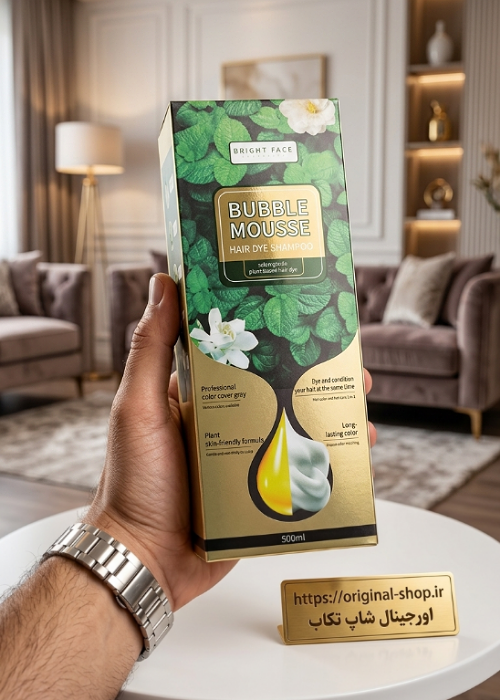 شامپو رنگ موی گیاهی برایت فیس مدل Bubble Mousse حجم 500 میلیلیتر حاوی عصاره جینسینگ و گانودرما بدون سرب برای پوشش موهای سفید