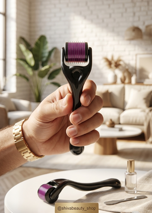 درمارولر 540 سوزنه Skin Roller مناسب میکرونیدلینگ خانگی، جوانسازی پوست، کاهش جای جوش، تحریک کلاژن‌سازی و افزایش جذب سرم‌های پوستی.