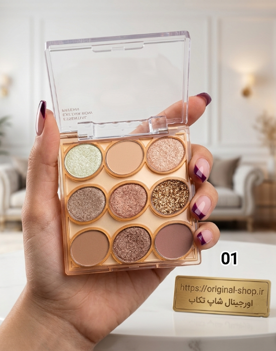 پالت سایه چشم ۹ رنگ وکالیور مدل Essential Eyeshadow Palette – پیگمنت بالا و رنگهای نود کاربردی