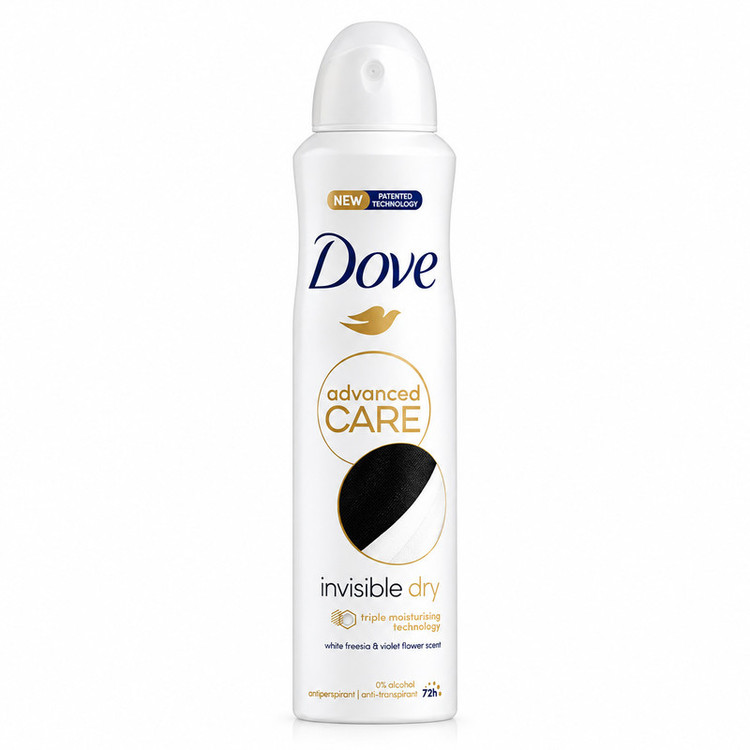اسپری ضدتعریق زنانه داو مدل Invisible Dry 72HR UK حجم 250 میلیلیتر