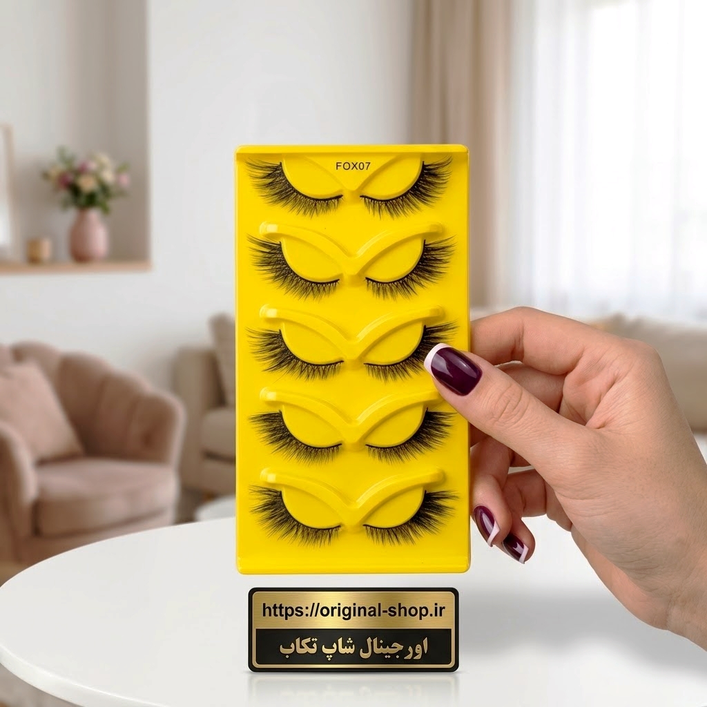 پک ۵ جفتی مژه مصنوعی مدل FOX07 با طرح روباهی و گربه‌ای