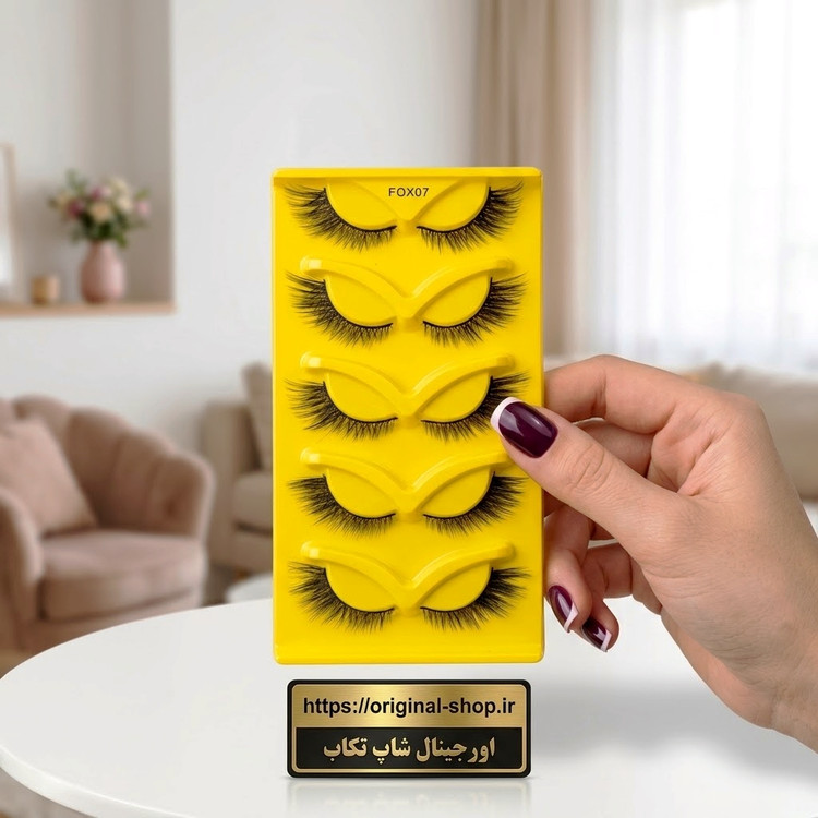 پک ۵ جفتی مژه مصنوعی مدل FOX07 با طرح روباهی و گربهای