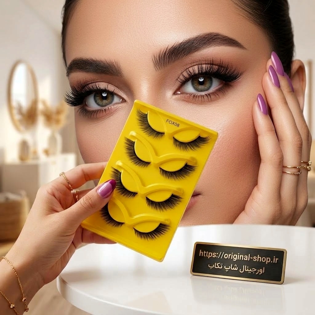 مژه مصنوعی زرد رنگ مدل FOX08 برند Lash Artist به همراه پنس طلایی و دو عدد چسب مژه
